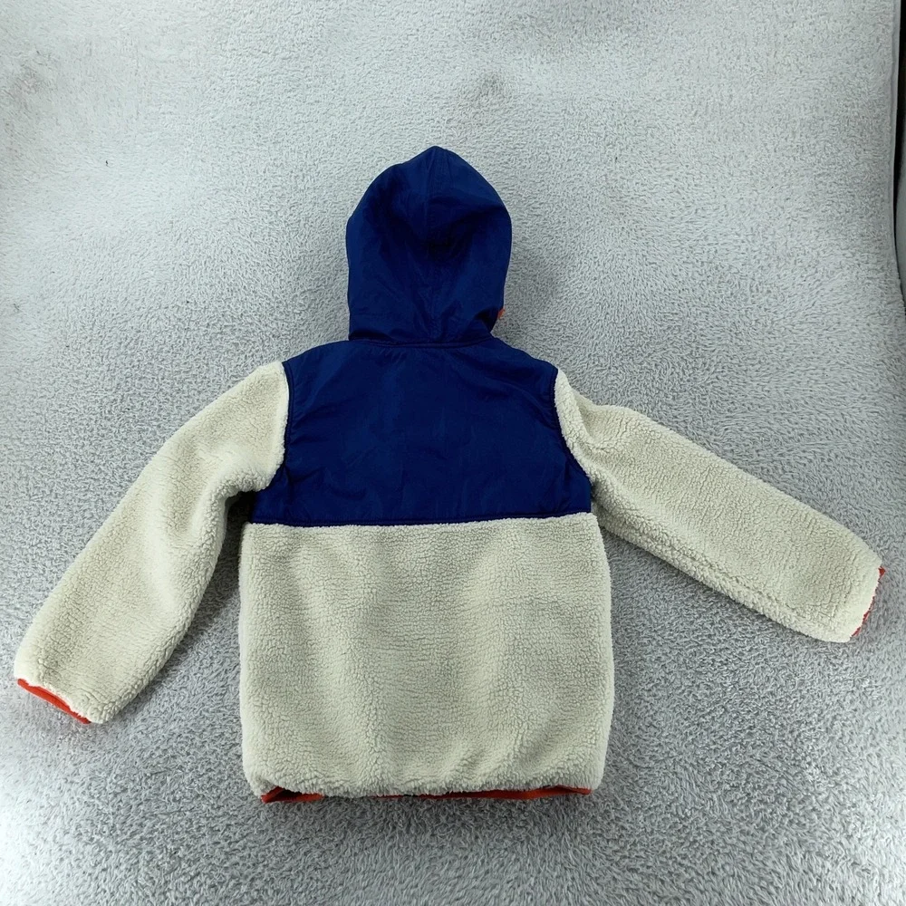 GAP Kids Jacket Youth Medium 8 Blue Cream Sherpa Fleece‎ Hooded Full Zip Pocket